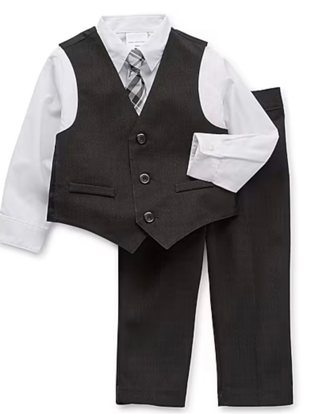 Van Heusen Black Vest, Pants & White Shirt Formal Set - 5T
